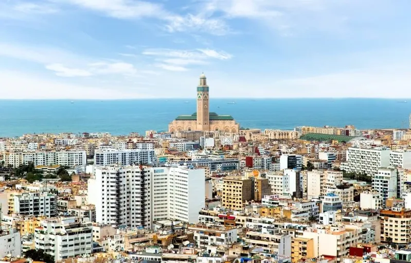A vibrant view of Casablanca, Morocco, showcasing its bustling streets and rich cultural life. 
