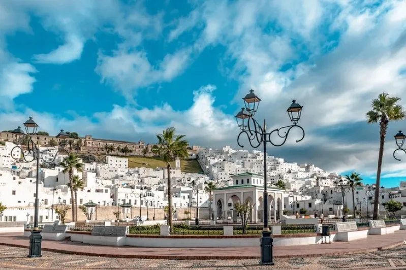 The white town of Alpujarras in Almeria, Spain, features stunning architecture against a backdrop of beautiful scenery.