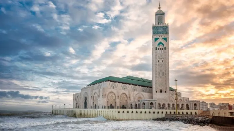 The Grand Mosque of Casablanca, a stunning architectural marvel, best places to travel morocco.