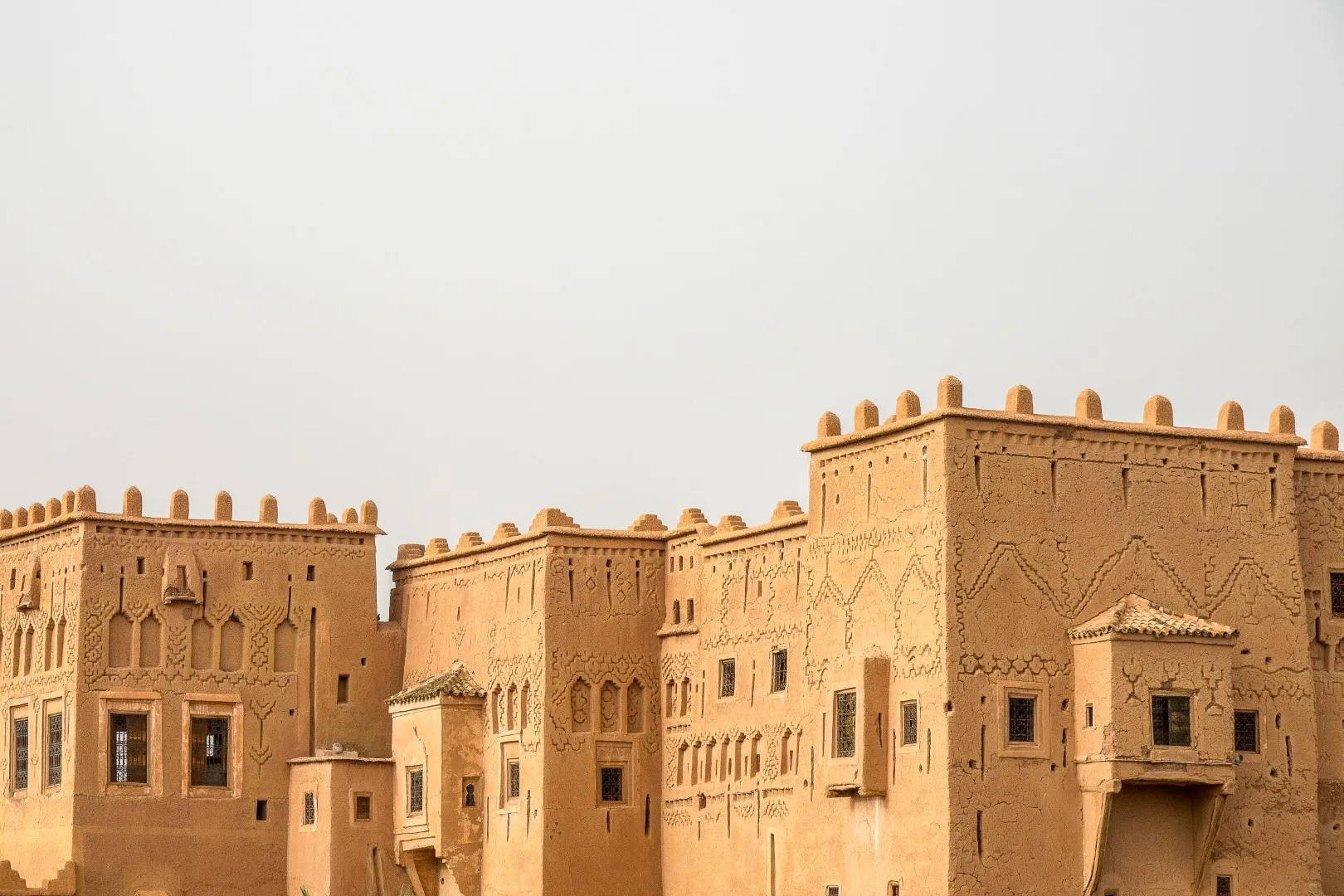 Kasbah Taourirt in Ouarzazate Morocco showing historic clay architecture and desert fortress style building
